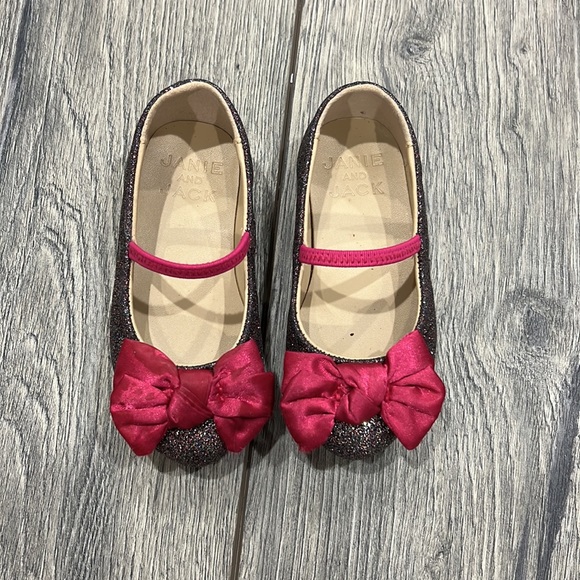 • Janie and Jack • Sparkly Pink Bow Accent Ballet Flats Toddler Girls 5 - Picture 2 of 5